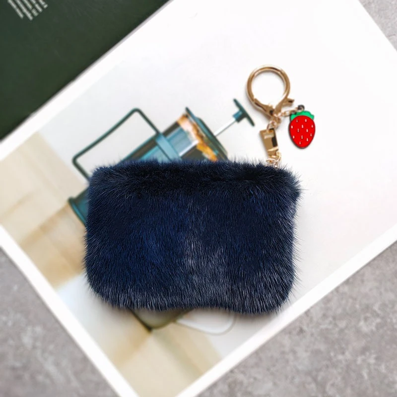 Mini Luxury Fur Purse Ladies High-end Mink Fur New Coin Purse Solid Color Design Cute Simple Fur Card Bag