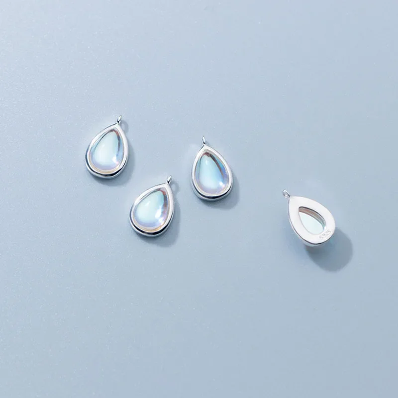 TrustDavis Real 925 Sterling Silver Synthetic Moonstone Water Drop Charm Pendant Handmade DIY Accessories Jewelry DZ77 pendant necklace