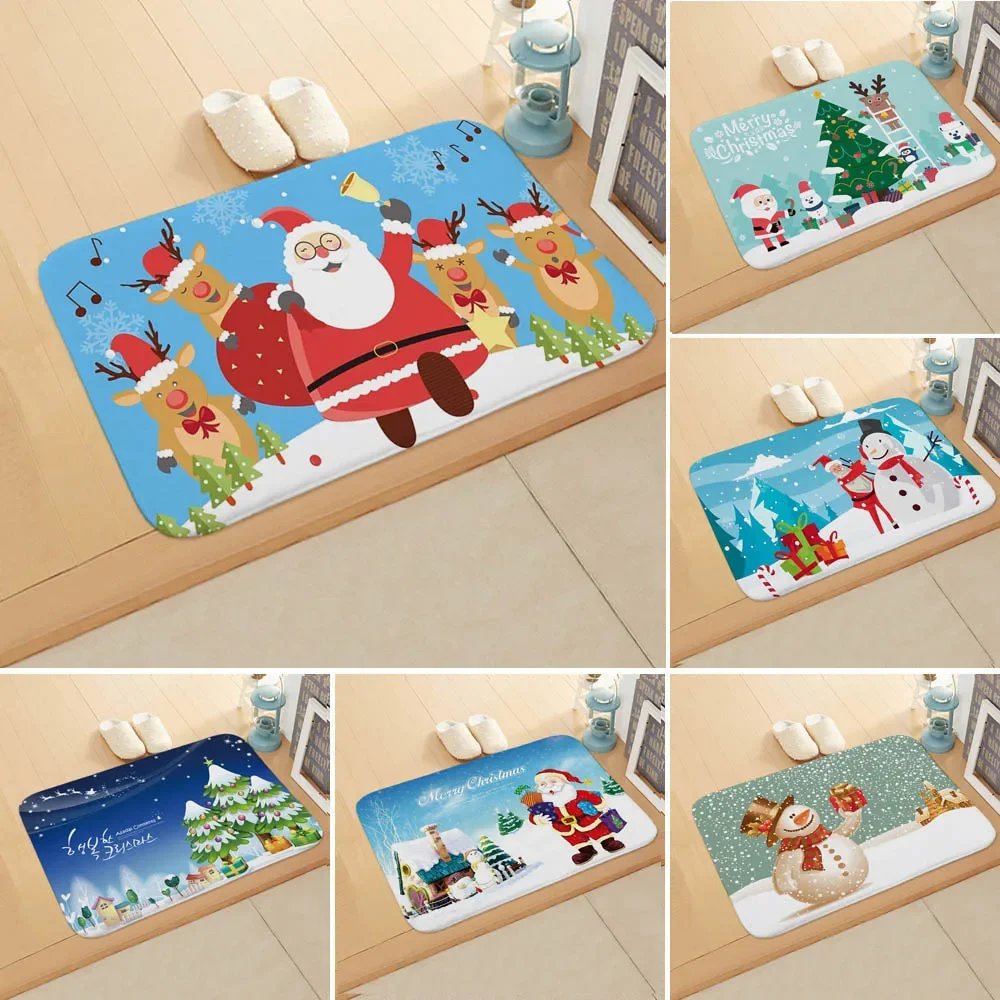 

Customizable Merry Christmas Door Mat Welcome Home Anti-Slip Decorative Carpet