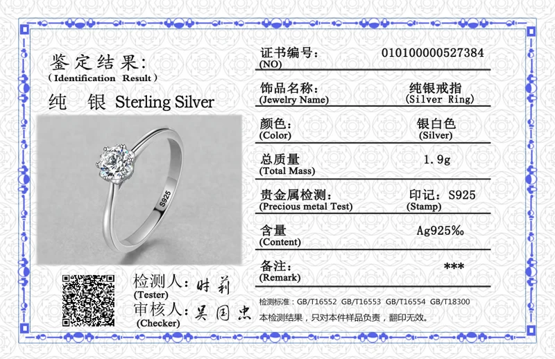 Original Certified Tibetan Silver Rings Top Quality Natural Solitaire 0.8 Ct Zirconia Ring Women Bridal Wedding Jewelry