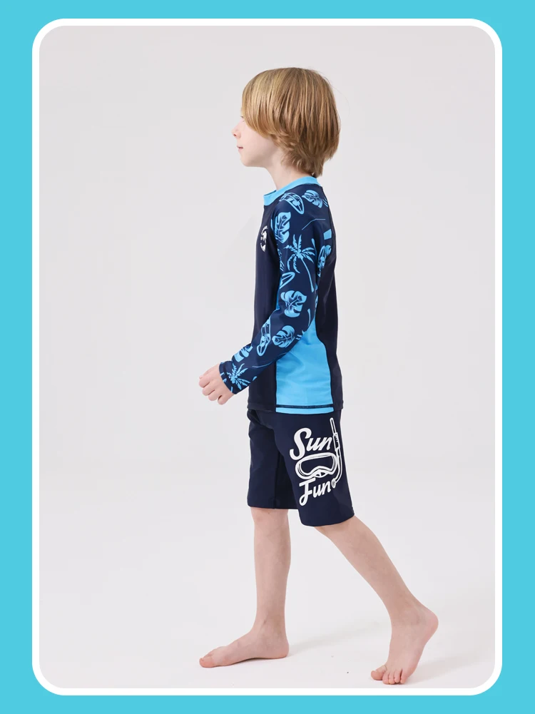 Baby Toddler Boys Three Pieces Swimsuit Set Boys Bathing Suit Rash Guards with Hat UPF 50+ FBA Beachwear