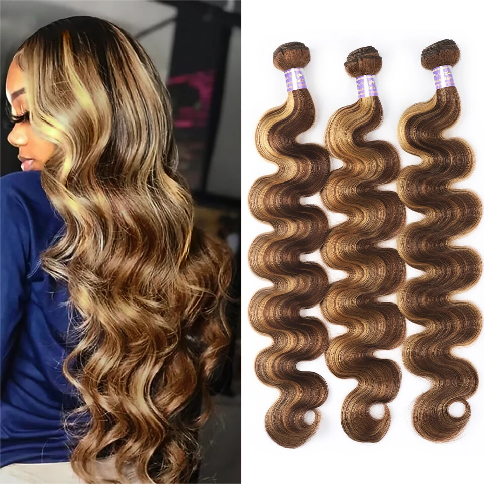 S03f39e72b6da496a8e7ce29cc6b546c69 Allove Highlight Bundles Brazilian Body Wave Human Hair Bundles 4/27 Honey Blonde Colored Brazilian Hair Weave Bundles 1/3/4 PCS Mallzona