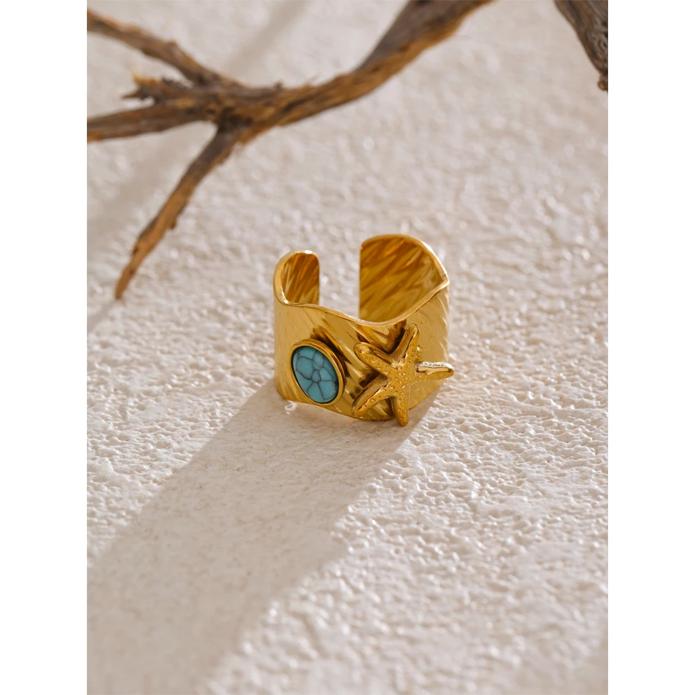 Yhpup Open Ring 18K Golden PVD Plated Stainless Steel