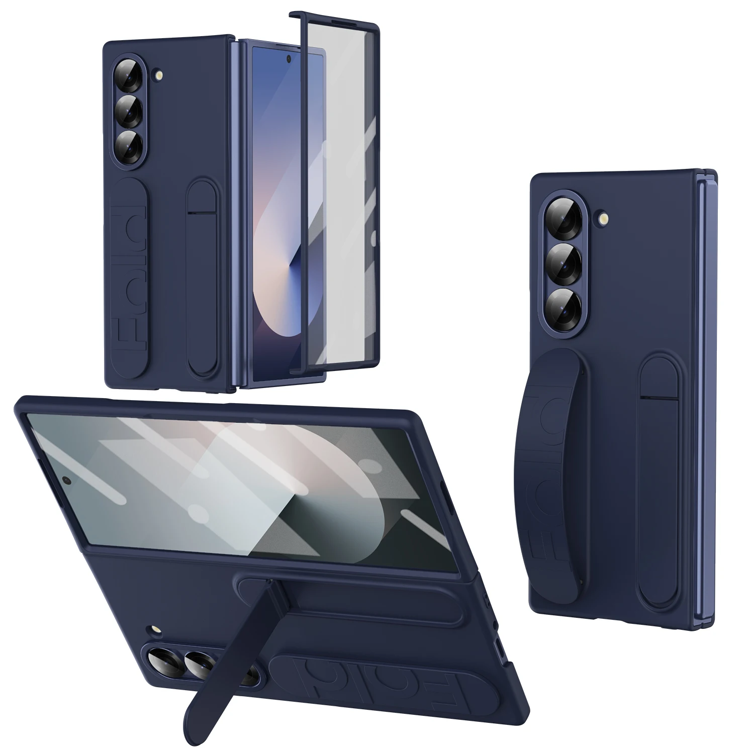Luxury Phone Case with Bracket and Glass Film – Enhanced Protection with Silicone Grip