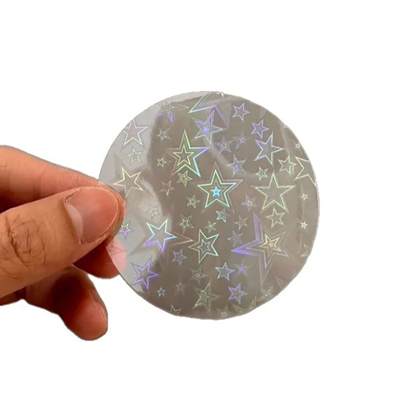 Badge Protective Film 100pcs 58mm Transparent Badge Film Clear Laser Star Pattern Badge Protective Film Covers for Button Maker Part Tools