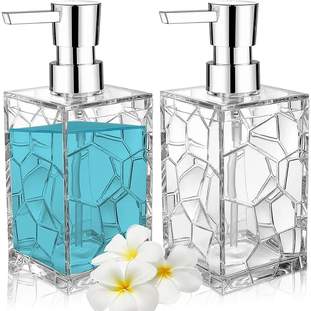 

2 Pack Clear Rust Proof Soap Dispenser, Acrylic Plastic Hand Soap Lotion Dispenser with Pump for Bathroom&Kitchen