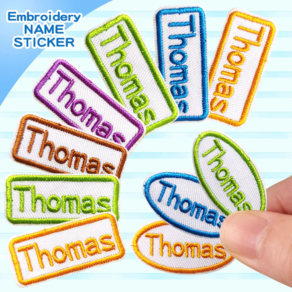 Custom Thermal Embroidery Iron Name Tag Sticker Personalized Washable Sewing Clothing Children Stickers Clothes Babysuit Labels