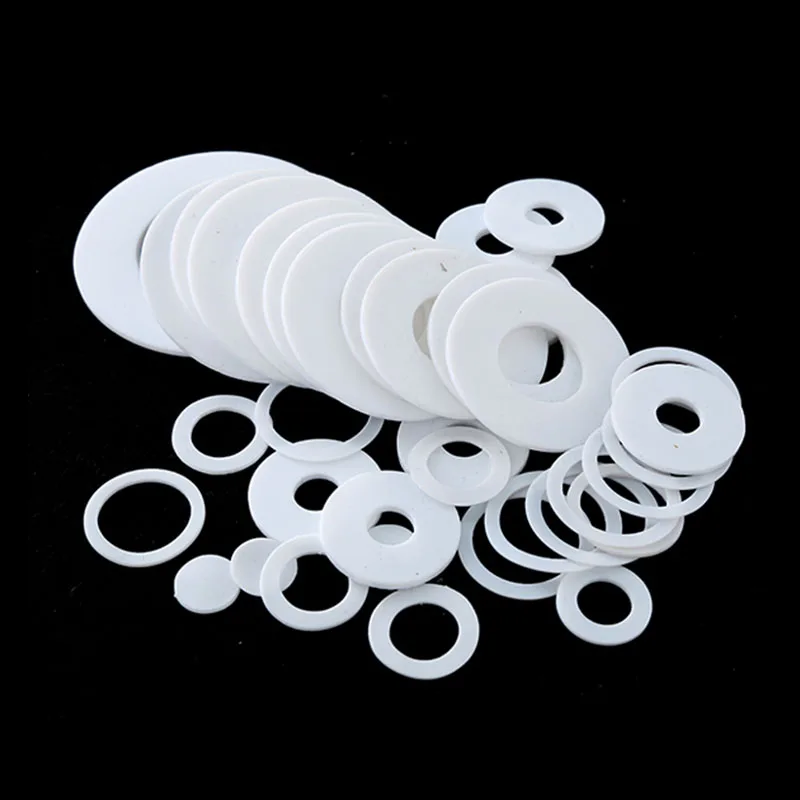 White Thickness 2MM PTFE Gaskets Plastic Flat Washer SealingInner Inner Diameter 5-250mm Gasket  Spacer Sealing  O-type