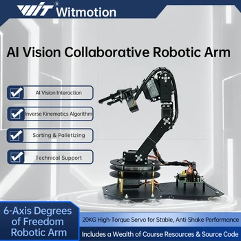 Braccio Robotico a 6 Gradi di Libertà con Pinza, Controllo PS2, Lega Metallica, Servo da 20kg, Compatibile con Arduino STM32 Kit Robot Programmabile Fai-da-Te
