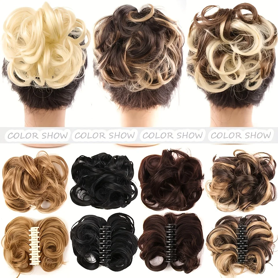 Synthetic Wavy Curly Hair Bun Clip for Women