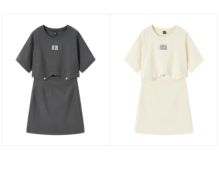 Dress Women Letter T-Shirt Solid Color New Summer Short Suit Two-Piece Set