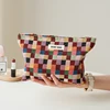 Colorful Checkered Women's Makeup Bag Large Capacity Makeup Lipstick Storage Bag Portable Travel Toiletry Bag Commuter Clutch 1