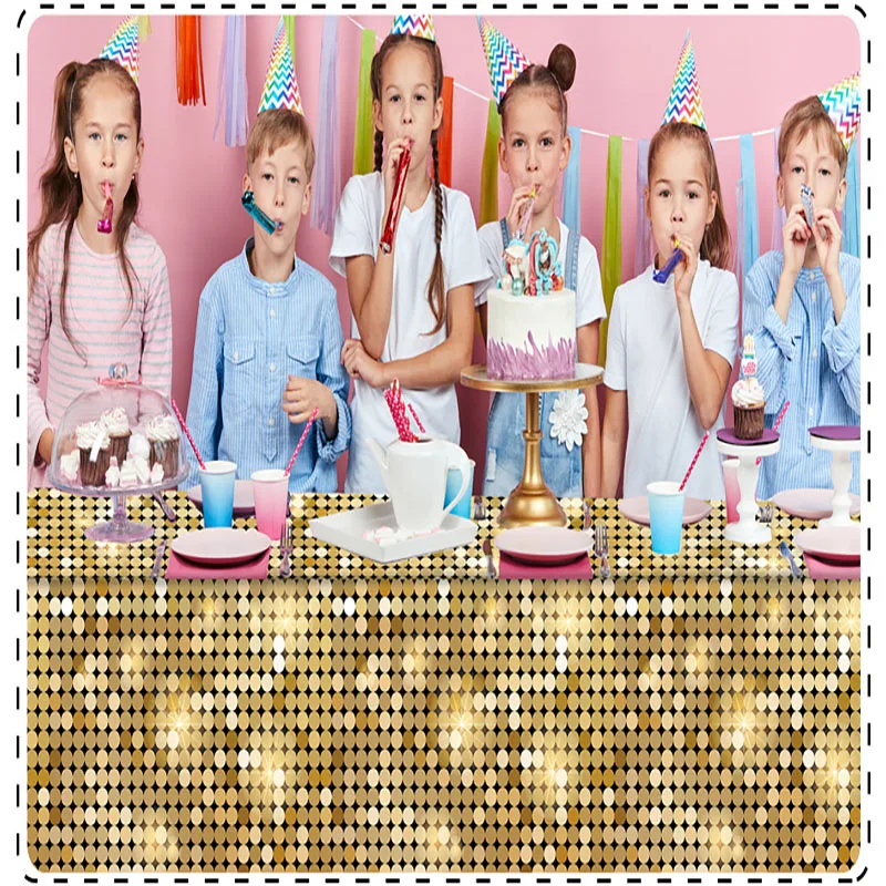 Disco birthday party supplies Tablecloth Las Vegas theme decorated sequin pe tablecloth size 137*274cm