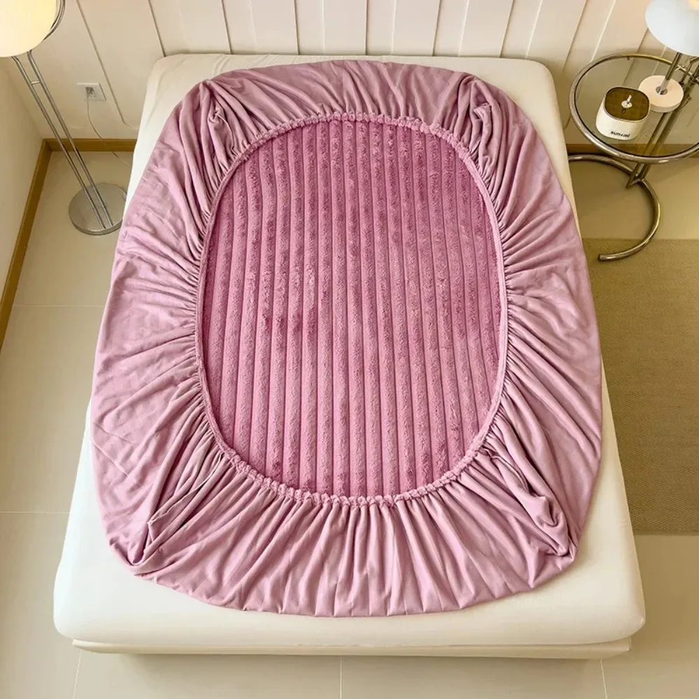 Minimalist All-inclusive Mattress Cover Solid Color Elastic Band Winter Bed Sheet Washable Thickened Mattress Protector Bedroom