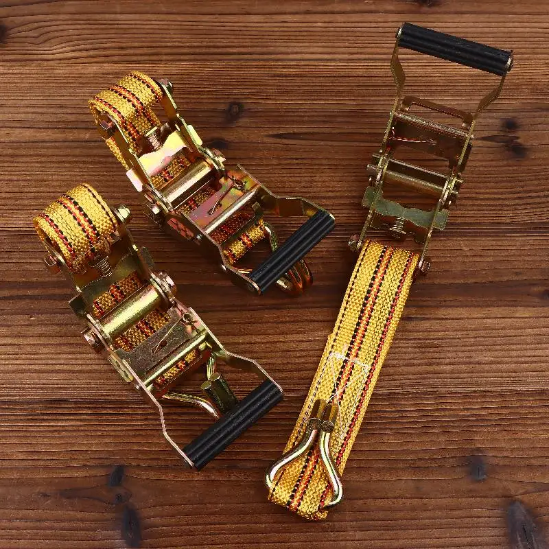 새로운 헤비 듀티 래칫 타이 다운 스트랩 2/3/4/6미터 길이 이중 후크 래싱 벨트 트럭 화물 고정 운송용