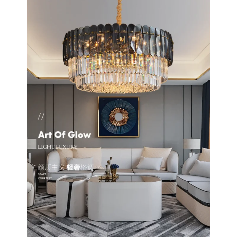 

Hanging Lamp Deco Modern Luxury E14 Led Pendant Lights Gold Steel Body Lustre K9 Crystals Living Room Home