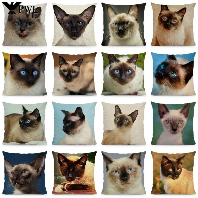 Cute Pet Cat Pattern Cushion Cover Living Room Bedroom Sofa Car Furniture Decorative Pillow Cover 45*45cm