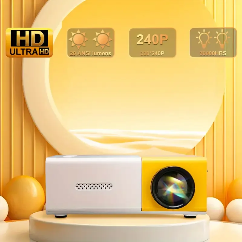 Mini projector 72-inch screen LED lamp life 30000 hours, support hd, compatible with Android/IOS/Windows/HDTV/USB