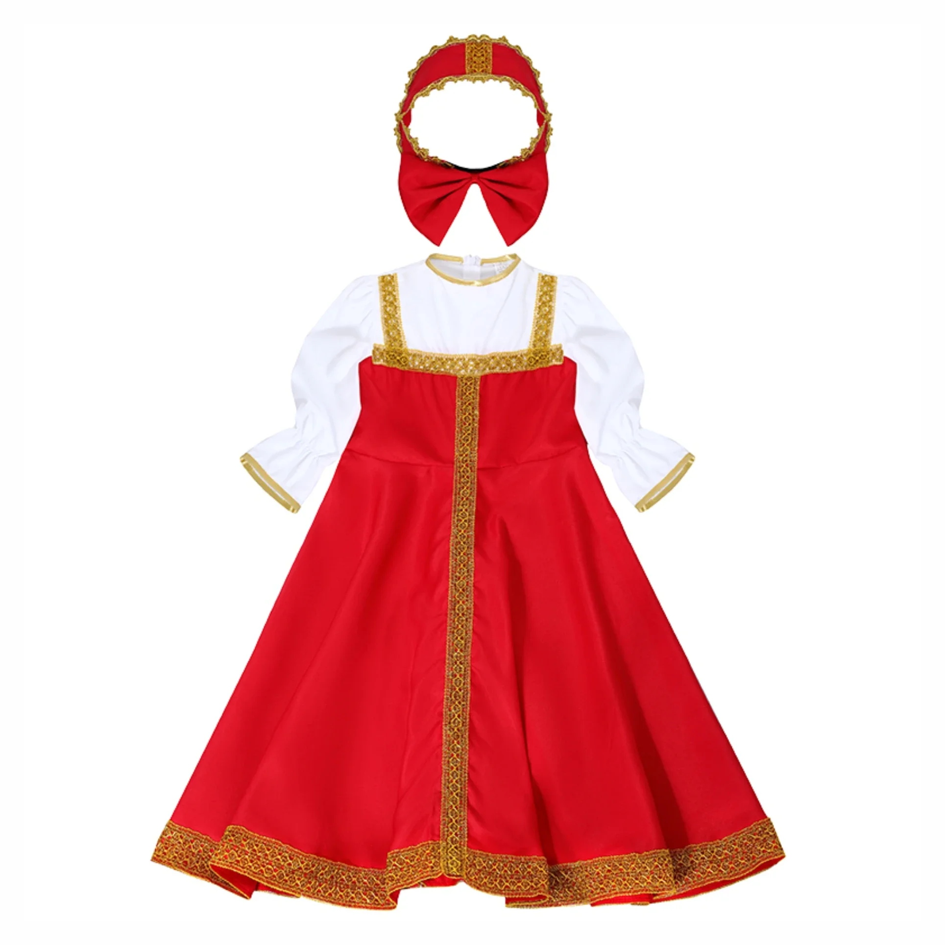 Halloween Russian Dance Girl Costume Red Sarafan Folk Party Fancy Dress Russian National Traditional Clothing dance dress women costume set women dance costume stage performance costume