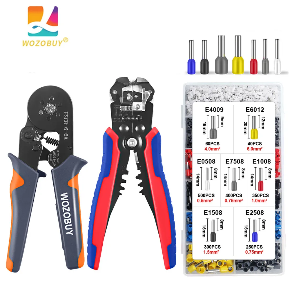 

WOZOBUY Crimping Tool Kit HSC8 6-6A Pliers For Tube Terminal Multifunctional Stripping Cutting Wire Pliers Electrician Tools