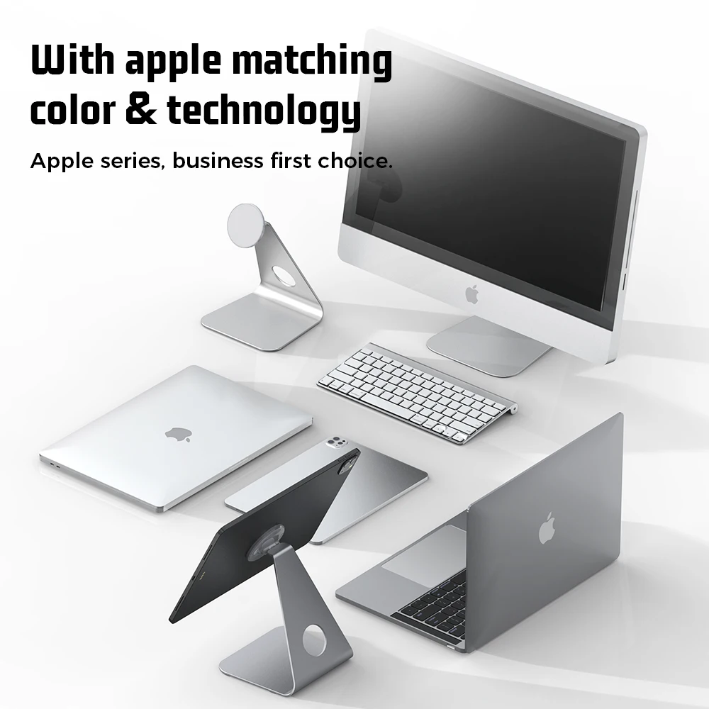 Sleek Metal Magnetic Tablet and Phone Stand with 360° Rotation