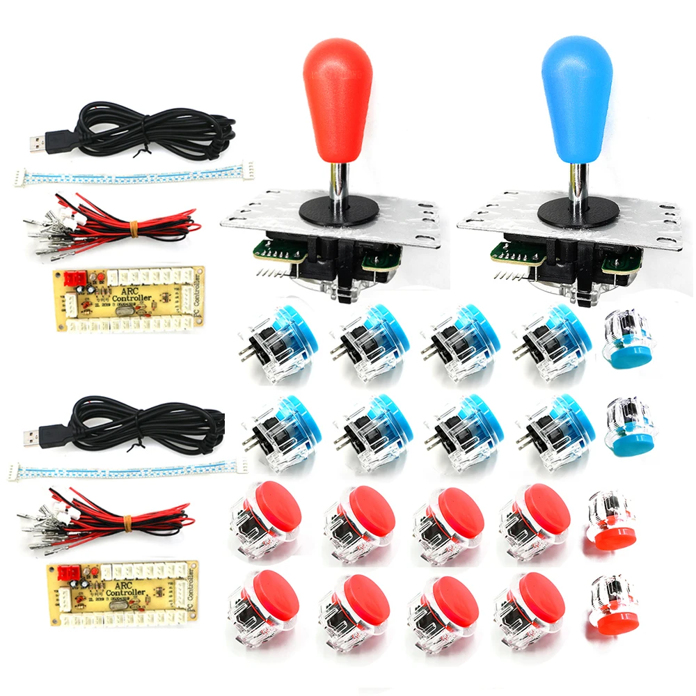 6 Boutons Poussoirs D’Arcade 30 Mm – Compatibles Sanwa OBSN/OBSF/OBSC, Noir/Bleu/Rouge, Installation Encliquetable
