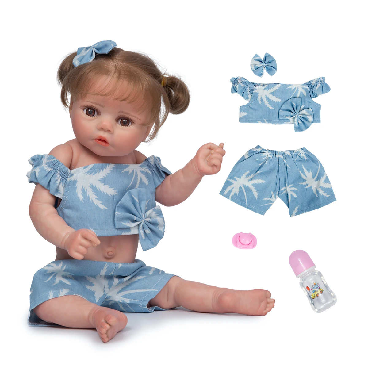 

49CM 3D-Paint Skin Full Soft Silicone Reborn Baby For Girl Realistic Menina Bebe Reborn Bonecas Children Gift