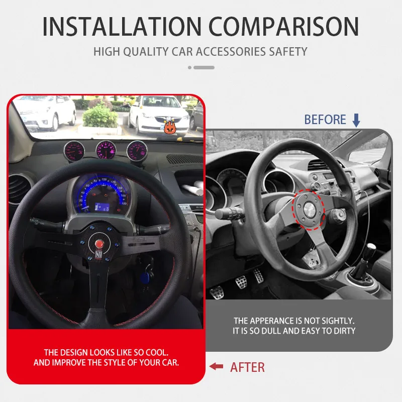 Carbon Fiber Car Steering Wheel Horn Button Cover Universal 9cm ND Racing Sport Speaker Switch Push Auto Interior Accessories