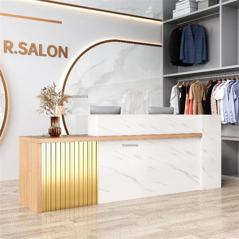 Modern Reception Desk Company Front Desk Contemporary Furniture Simple Commercial Beauty Salon Clothing Store Cashier Table