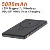 5000mAh Ultra Thin Magsafe Magnetic Power Bank USB TYPE C PD 20W Fast Charger Battery For iPhone 16 15 14 13 12 Pro Plus Pro Max 1