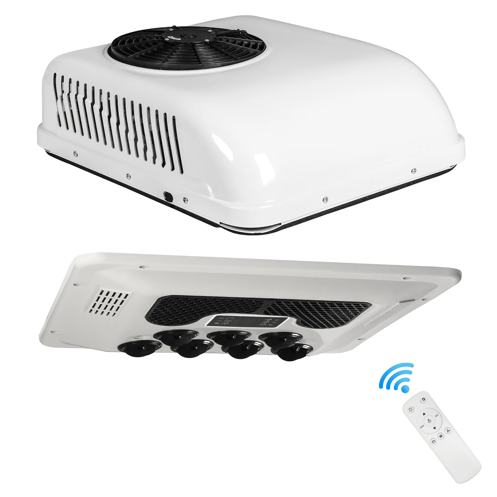

RV65F 12V/24V DC Roof Air Conditioner ，for RV Truck Excavator Agricultural Vehicle Bus Van 12V A/C Refrigeration/Heating