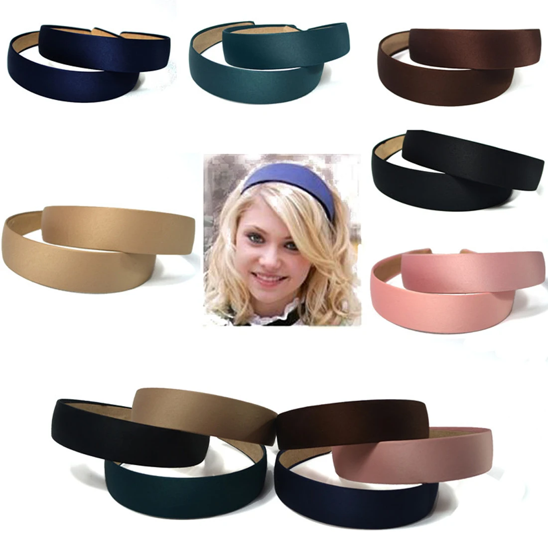 

Vintage Satin Headbands 3cm Wide Non-slip Headband For Women Gilrs Colorful Comfortable Hard DIY Craft Fashion Headbands