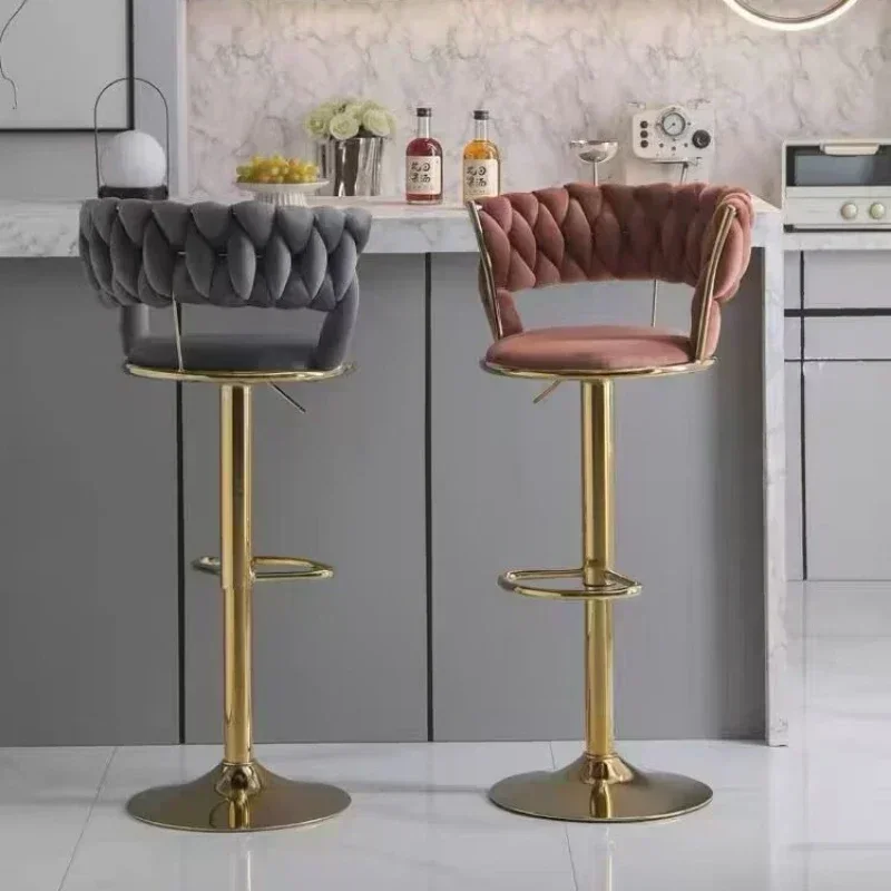 1 Piece Light Luxury Adjustable Rotating Bar Chair, Bar Counter Chair, Household High Stool, Front Desk, Cashier Chair Stool