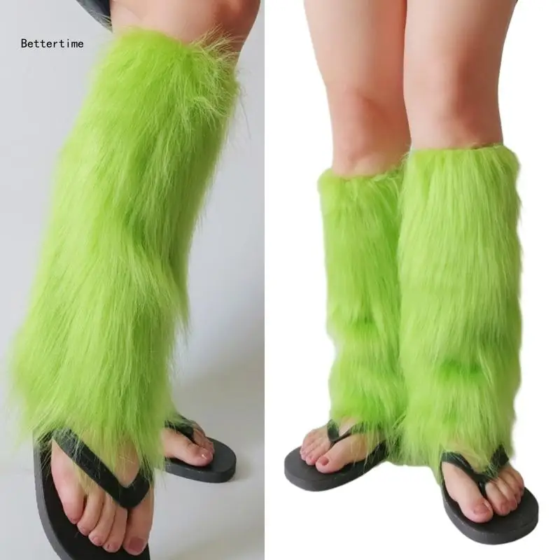 

B36D Womens Furry Party Costume Sexy Faux Furs Fuzzy Long Shoes Cuffs Cover Leg Warmers/Boot Sleeves/Boot Covers Gifts