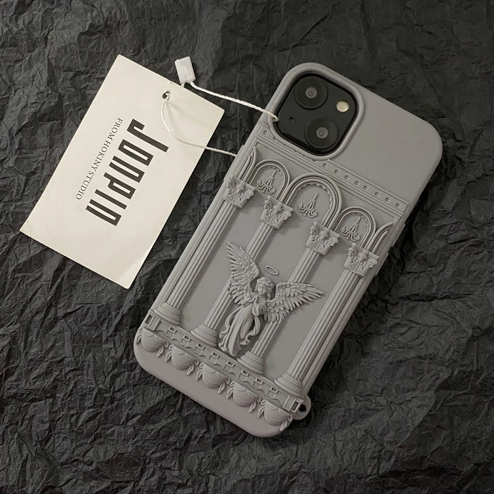 3D Cartoon Angel Silicone Phone Case with Bible-Inspired Design
