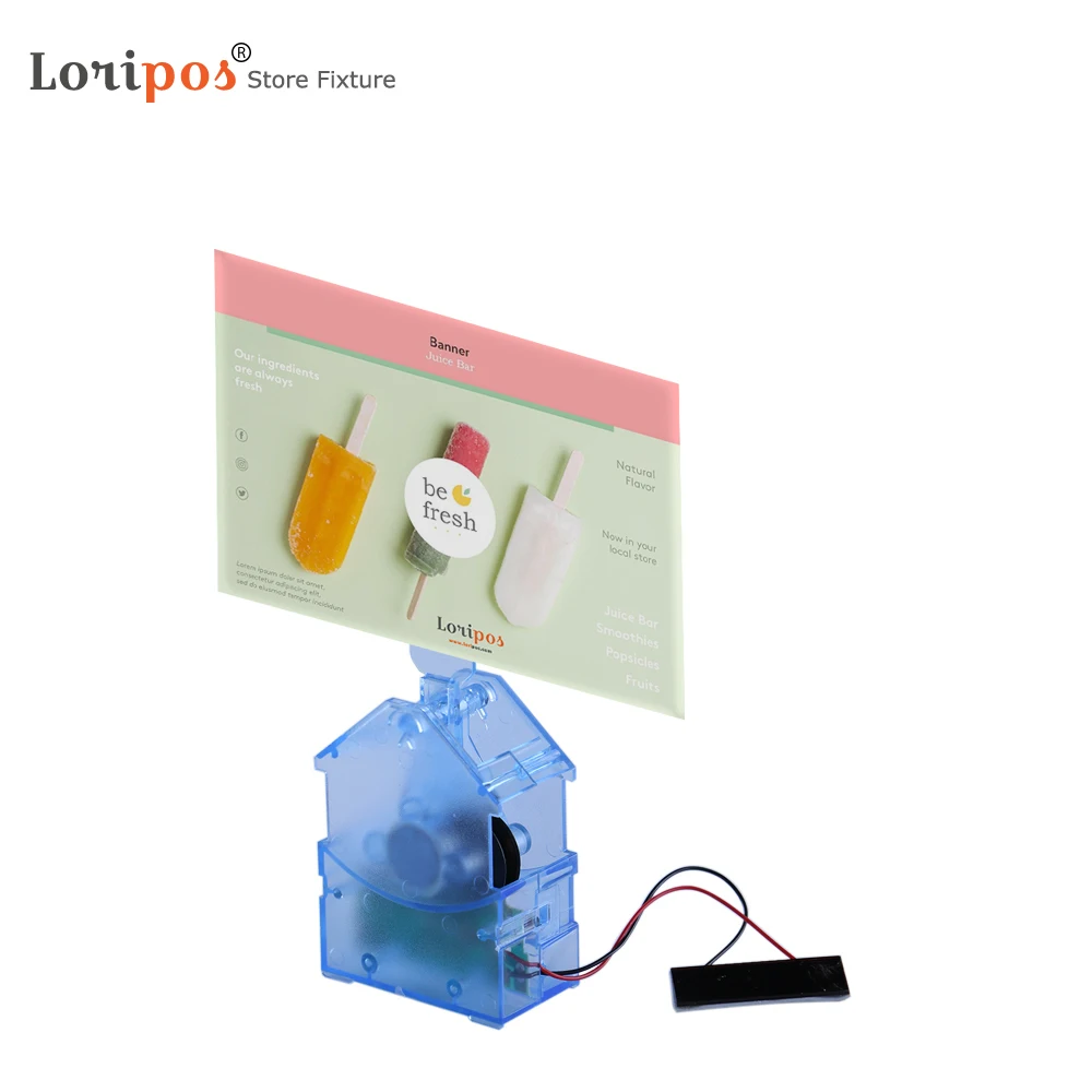 Solar Wobbler Adhesive LOGO Mark Sign Holder Shelf Price Talker | Counter Top Point Of Sale Device Shaking Label Clip | Loripos plastic clip sign holders poster card gripper attached to cube or suspended on shelf loripos