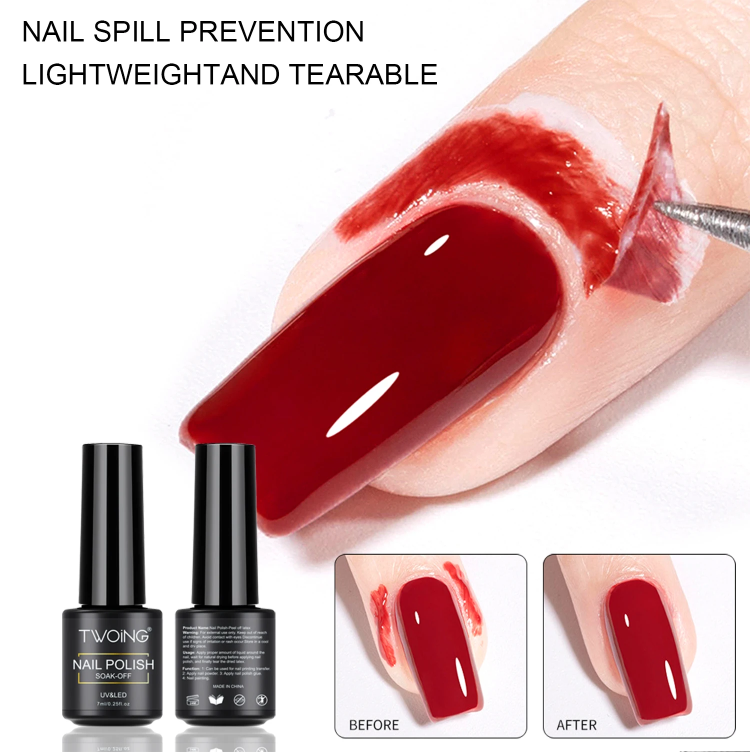 Description Picture 4 of item3 bottle Liquid Latex for Nails - Fast Drying Nail Polish Barrier, Peel-Off Latex Tape,Cuticle Guard and Skin Protector,Nail Art