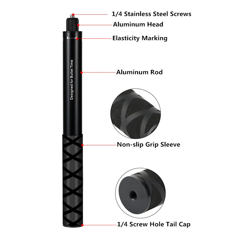 Aluminum Invisible Selfie Stick for Camera Accessories