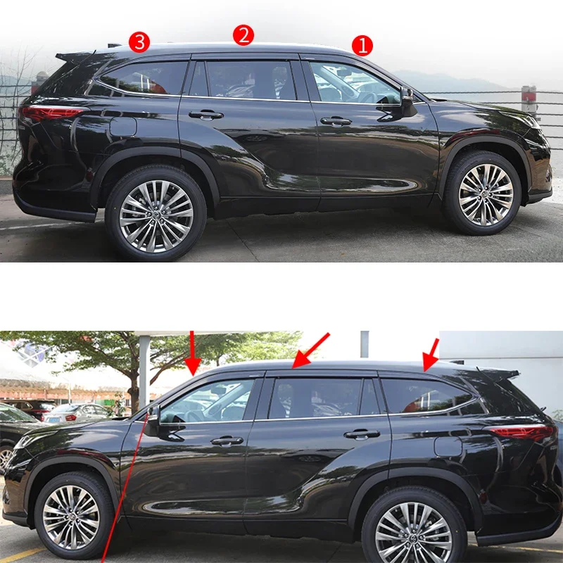 FIT For Toyota Highlander ABS black Window Visor Vent Shades Sun Rain Guard 6PCS