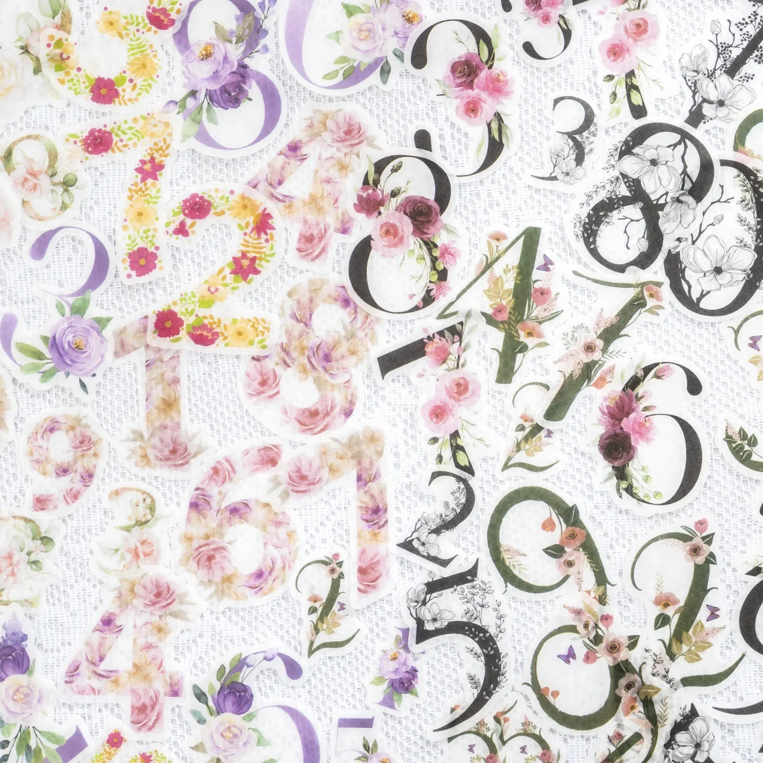 40pcs Decorative Paper Stickers Vintage Fraktur Number Stickers for Collage Journal Planner Scrapbook