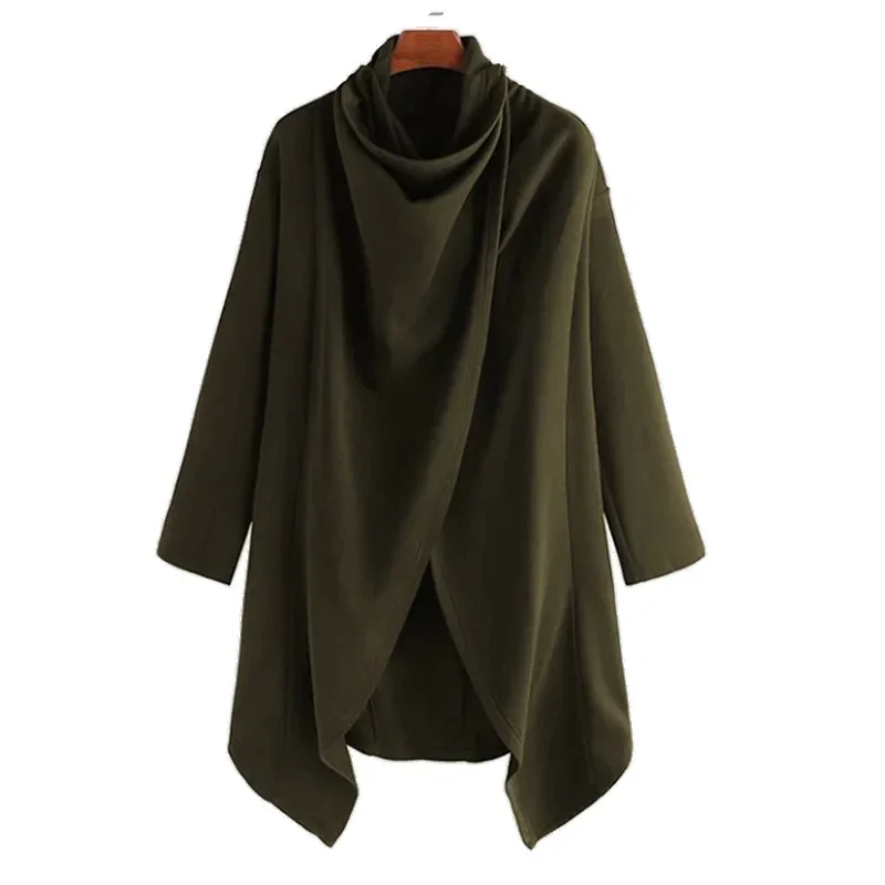 2023 New Men's Cape Coat Street Style High Collar Solid Long Sleeve Fashion Punk Irregular Windbreaker