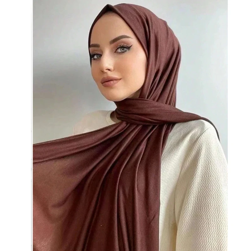 Modal Cotton Jersey Hijab Scarf Long Muslim Shawl Plain Soft Turban Tie Head Wraps For Women Africa Headband 170x60cm Muslim Headwear Head Scarf Hijab Headscarf Female Head Wraps