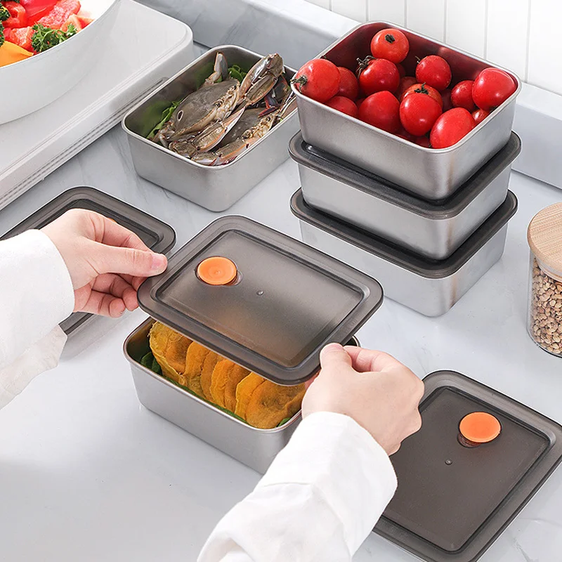 High Quality Stainless Steel Camping Lunch Box Sealed Leak-proof Bento Box Refrigerator Microwave Freezer Storage Box