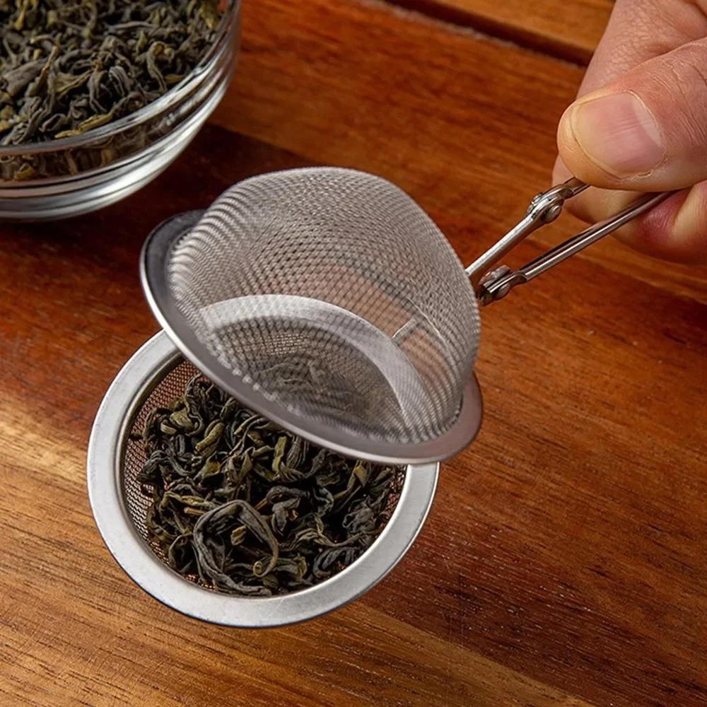 Stainless Steel Spoon Tea Ball Infuser Filter Squeeze Leaves Herb Mesh Strainer with Handle