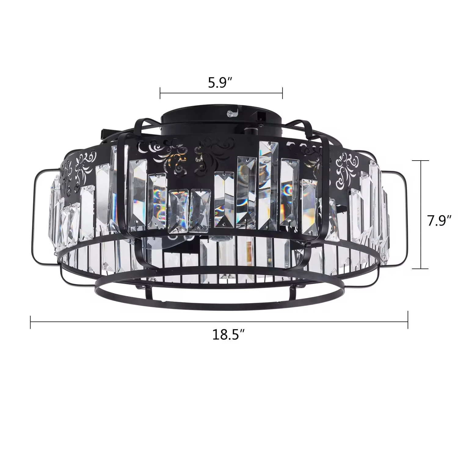 مروحة سقف سوداء مع مروحة سقف خفيفة مقاس 18.5 بوصة...