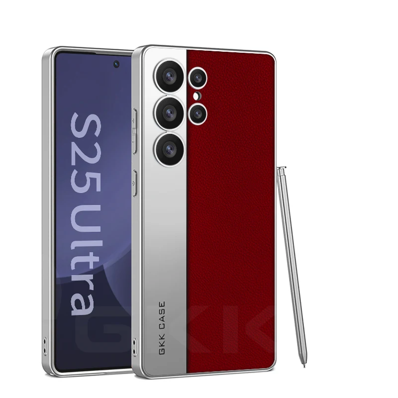 Luxury Metal Paint Edge Leather Case - Shockproof Matte Soft Slim Cover