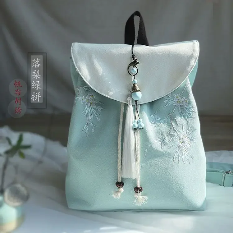 Kids School Bags Flower Embroidery Chinese Style Canvas Bag Mochila Escolar Feminina Adolecente Mochilas Para Estudiantes 4