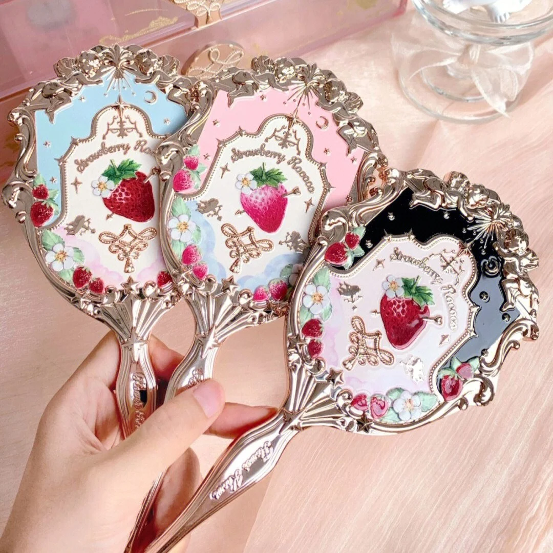 flower-knows-strawberry-rococo-lip-glaze-hand-held-mirror-makeup-tool