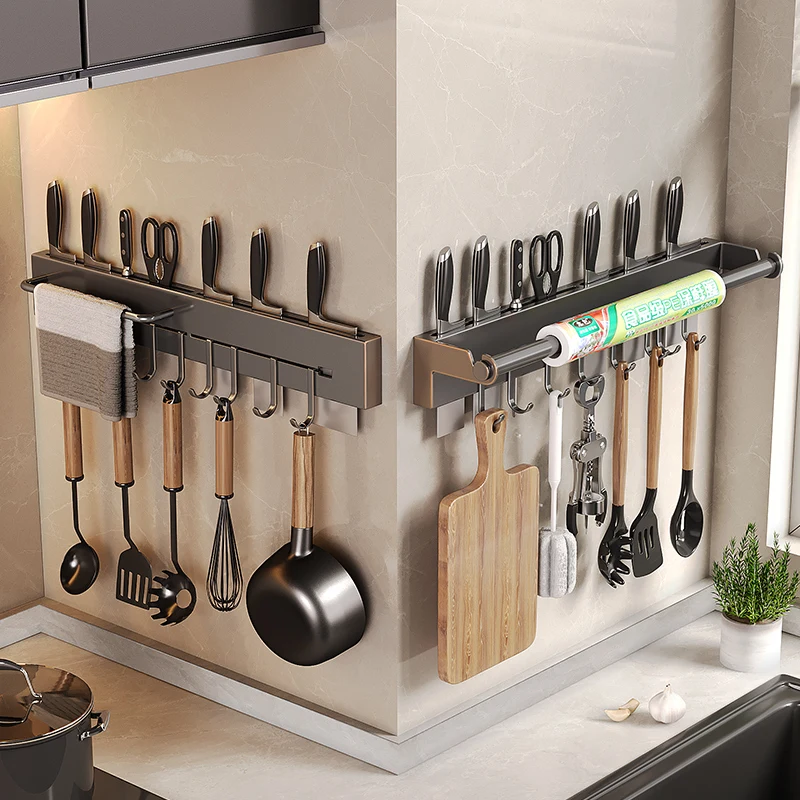 Stainless Steel Cleanup Hanging Spoon Holder Wall Kitchen Storage Supplies Knife Stand Hook Organizer Kitchen Novel Accessories 2