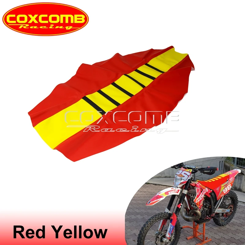 Premium Red Enduro MX Racing Ribbed Seat Covers